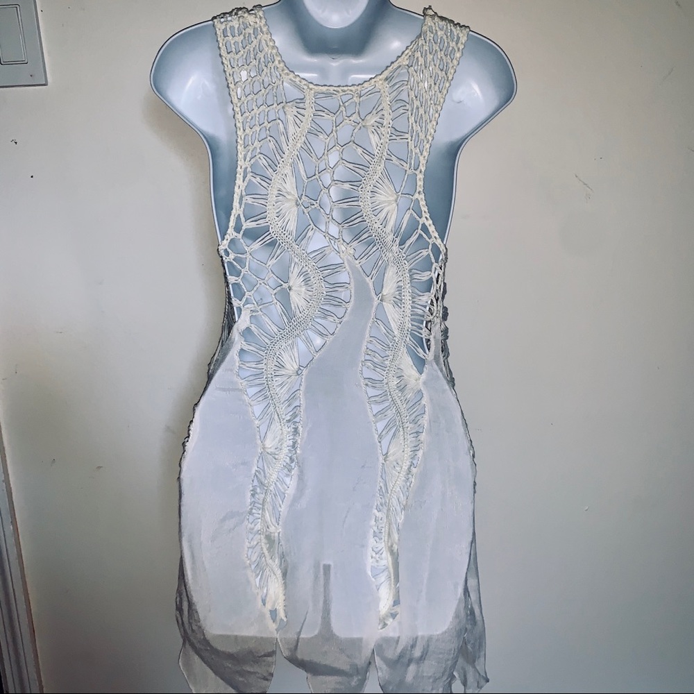 Ivory white crochet cover up - Picture 5 of 9